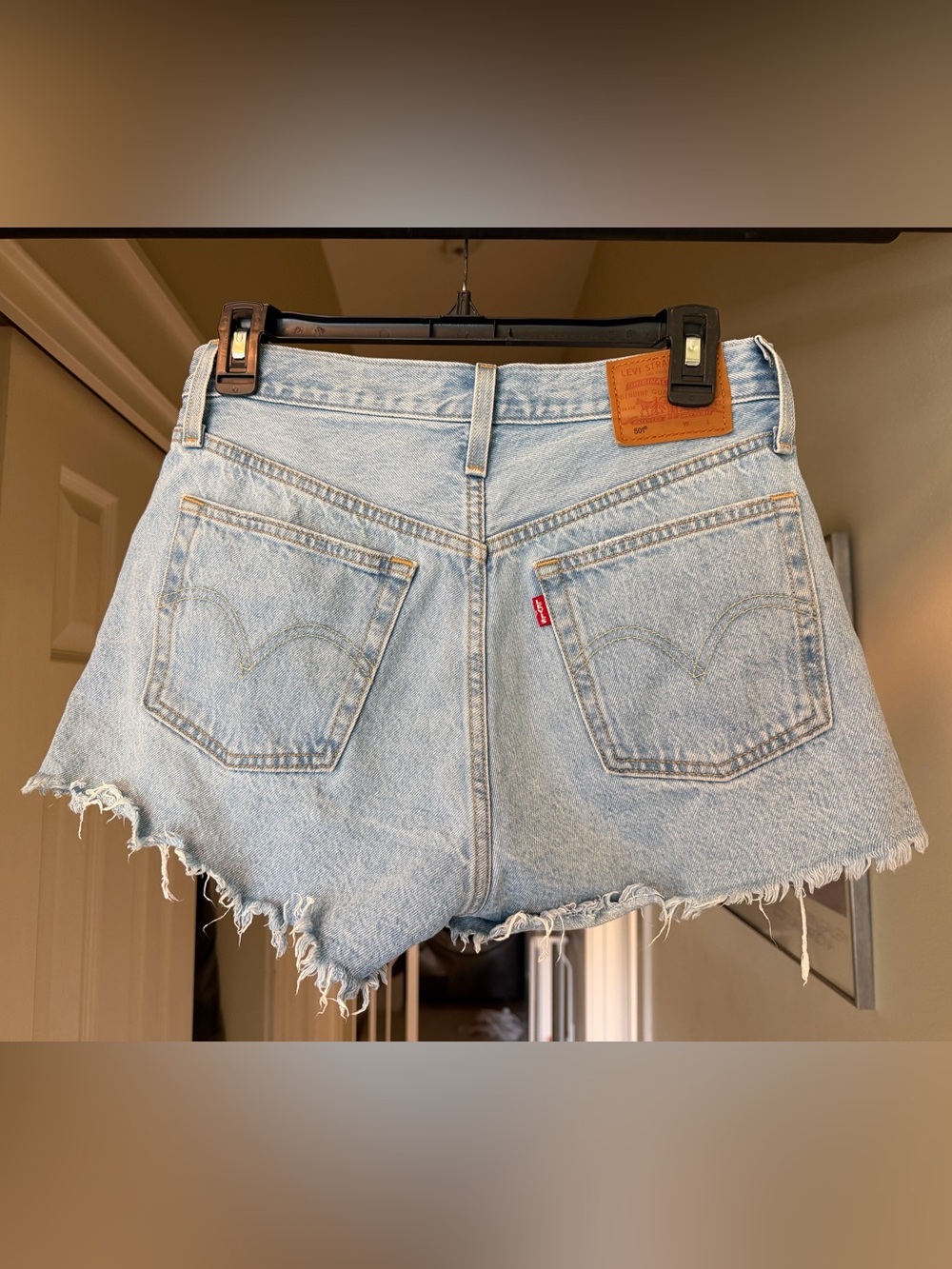 Levi's Women's 501 Light Blue Frayed Denim Cutoff Shorts